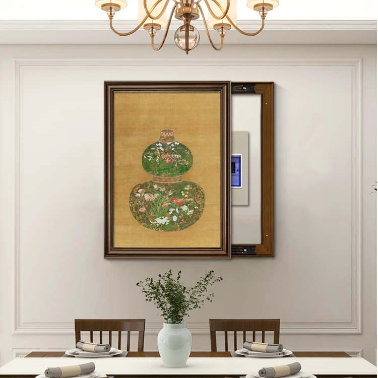 葫芦配电箱电表箱装饰画竖版中式高级感电闸箱遮挡玄关福禄挂画