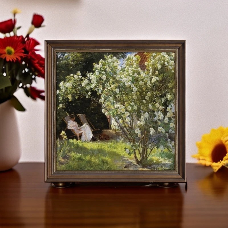 美式莫奈玄关装饰画法式大气餐厅墙面风景油画欧式挂画高级感壁画