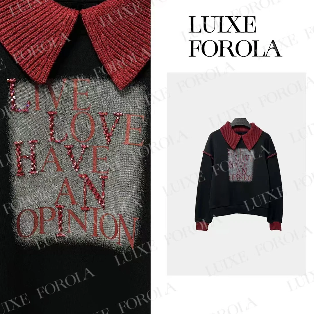 【26】FOROLA 华尔兹 冬季翻领上衣韩版气质设计感加绒卫衣 NZ24019