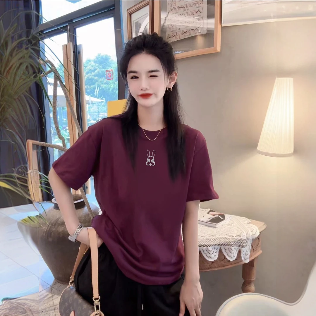 【星光小兔】纯棉正常版型 李西西时尚休闲百搭宽松短袖T恤显瘦