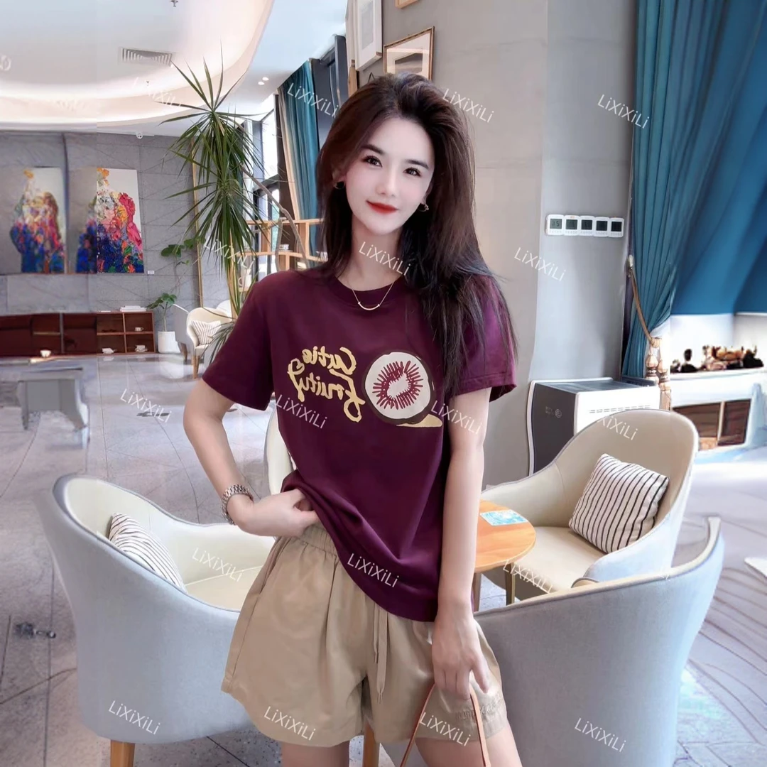 APAS【夏日奇异果】正肩纯棉李西西时尚休闲百搭宽松短袖T恤潮流