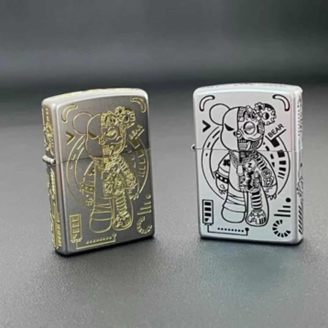 zippo正品镀铬蚀刻 机械熊防风打火机 个性送礼煤油打火机男士