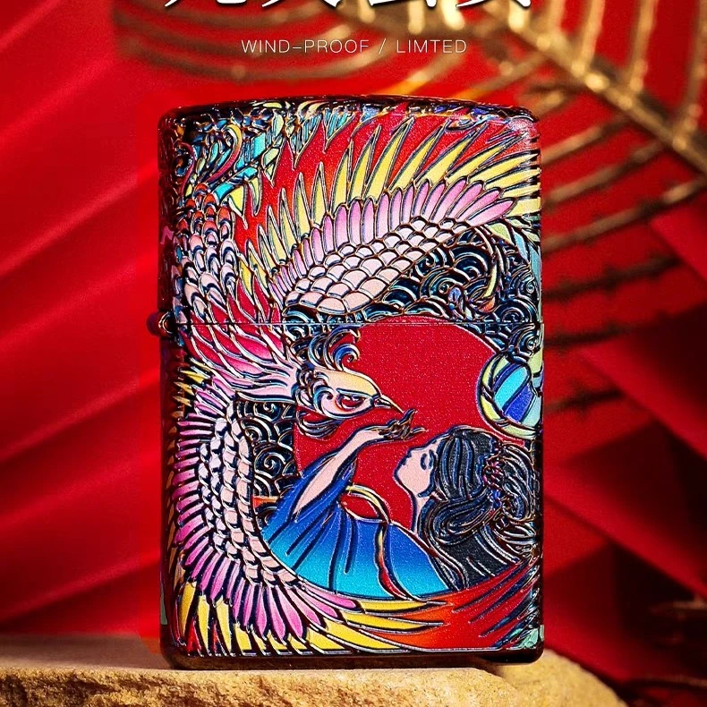 Zippo正品打火机 九天玄女外壳防风煤油送男友礼物