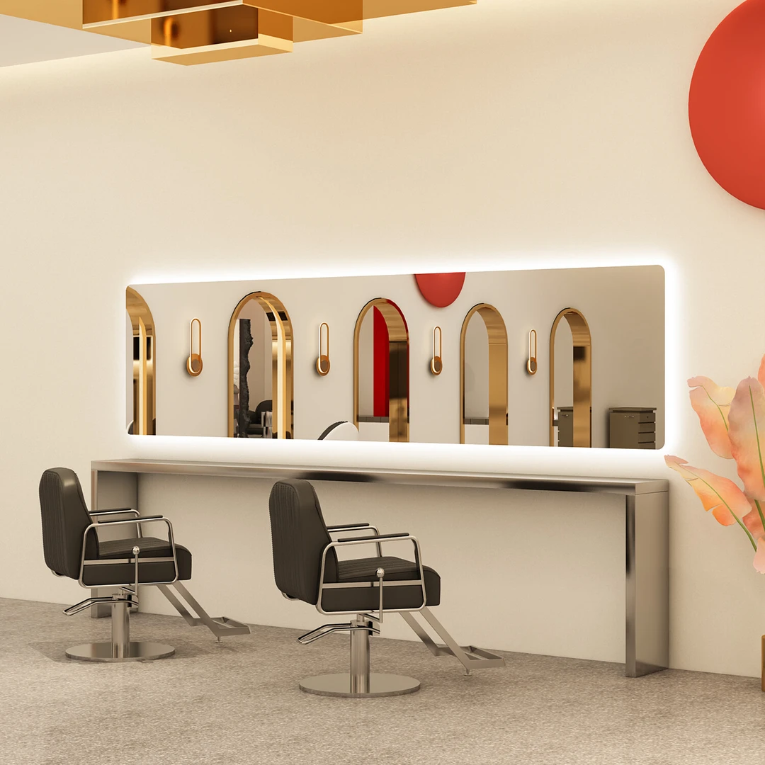 美发店大通镜发廊烫染镜台理发店镜台美发店镜横挂一体大通镜