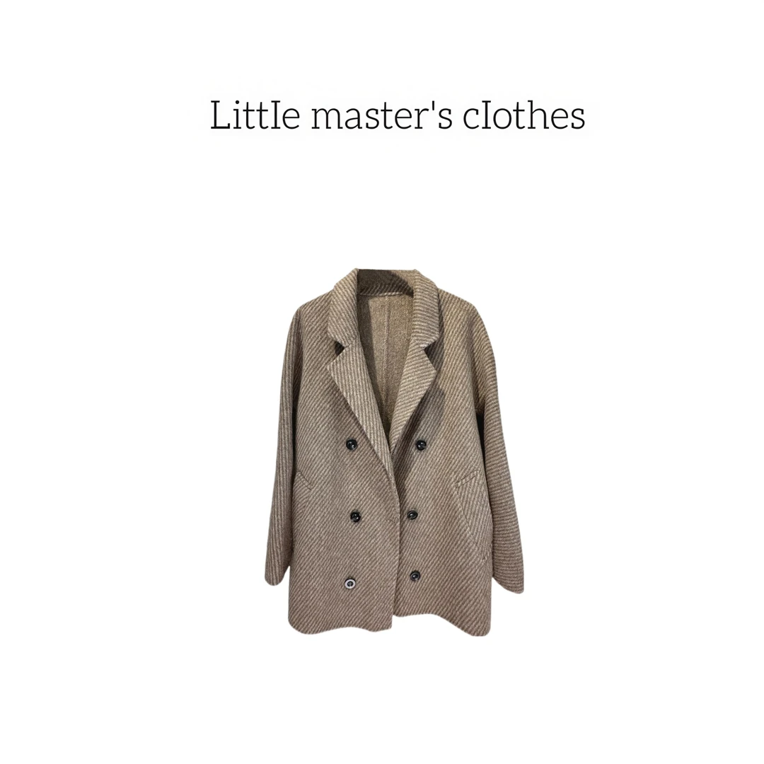 设计师轻奢时尚休闲气质毛呢大衣秋冬翻领双面呢