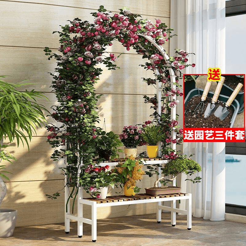 创意花架子多功能多层户外爬藤架落地铁艺绿萝架室内阳台花盆架