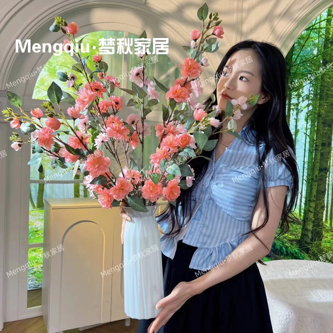 山茶花仿真花假花花卉装饰摆件客厅电视柜玄关餐桌拍摄摆设