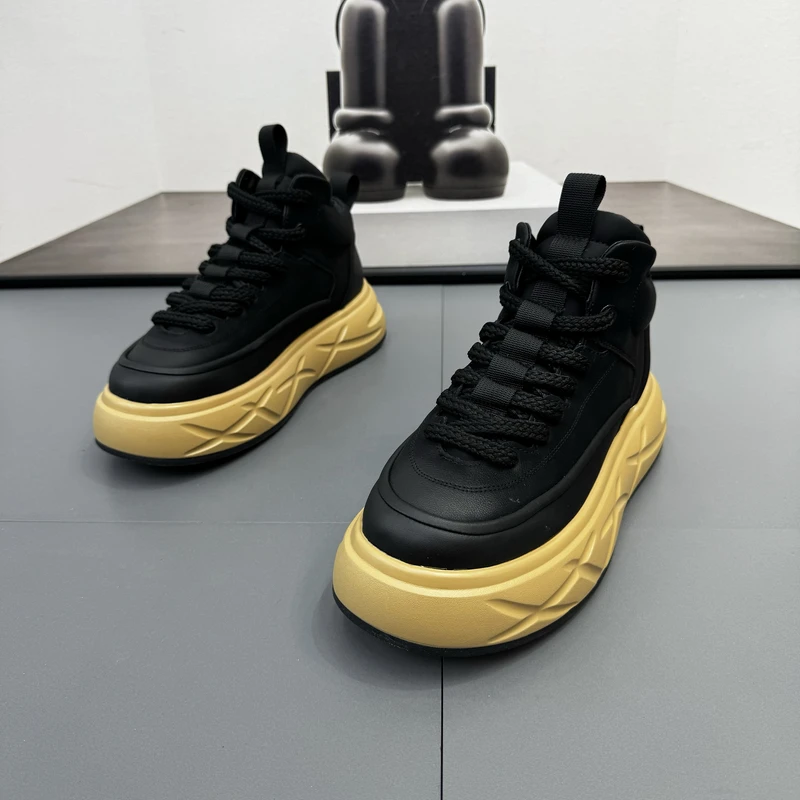 高帮鞋男款秋冬2024新款加绒保暖棉鞋百搭防滑厚底增高系带休闲鞋