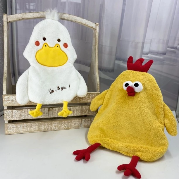卡通可爱挂式加厚卫生间毛巾吸水鸭子大鹅柔软细腻吸水速干擦手巾