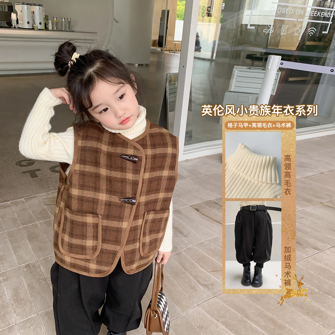 【现货闪发】儿童冬装衣服宝宝高领加厚女童裤子秋冬2023新款套装Q