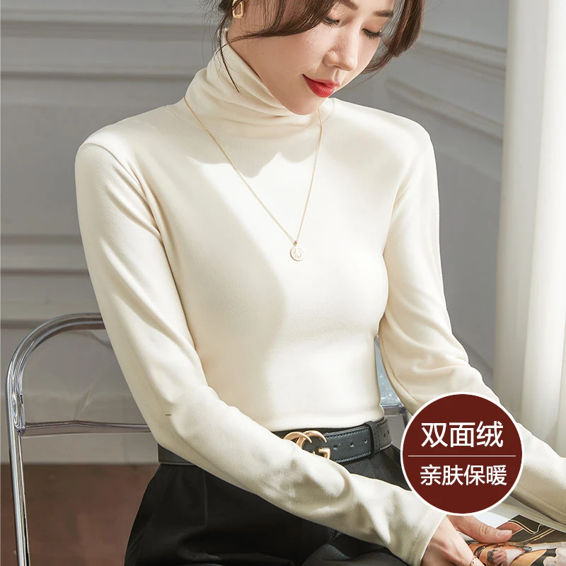 加绒加厚打底衫女内搭堆堆高领冬季澳绒洋气百搭保暖长袖时尚纯色