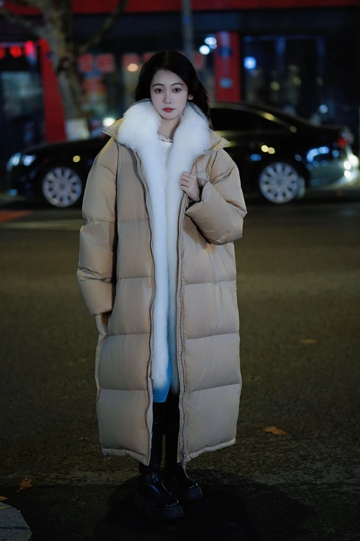 「真狐狸毛领」鹅绒韩版秋冬长款羽绒服女冬季2024高级感超好看保暖