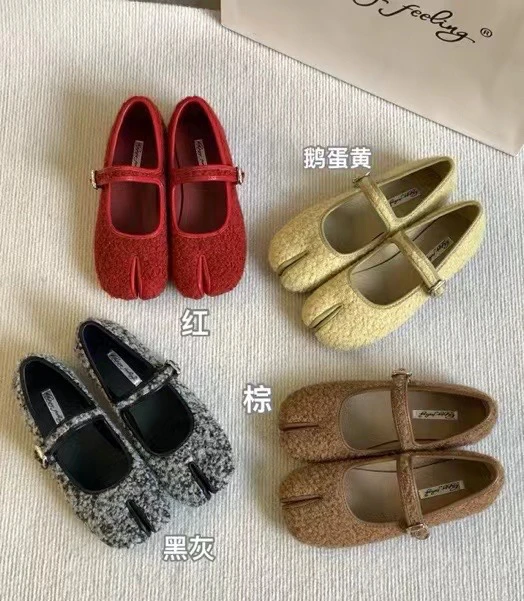 H 2600-55 分趾猪蹄单鞋春秋新款韩版温柔仙女风毛毛鞋女外穿