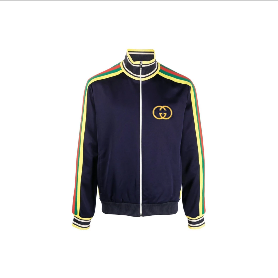 GUCCI/古驰古驰Logo满印立领长袖夹克外套男款棕色