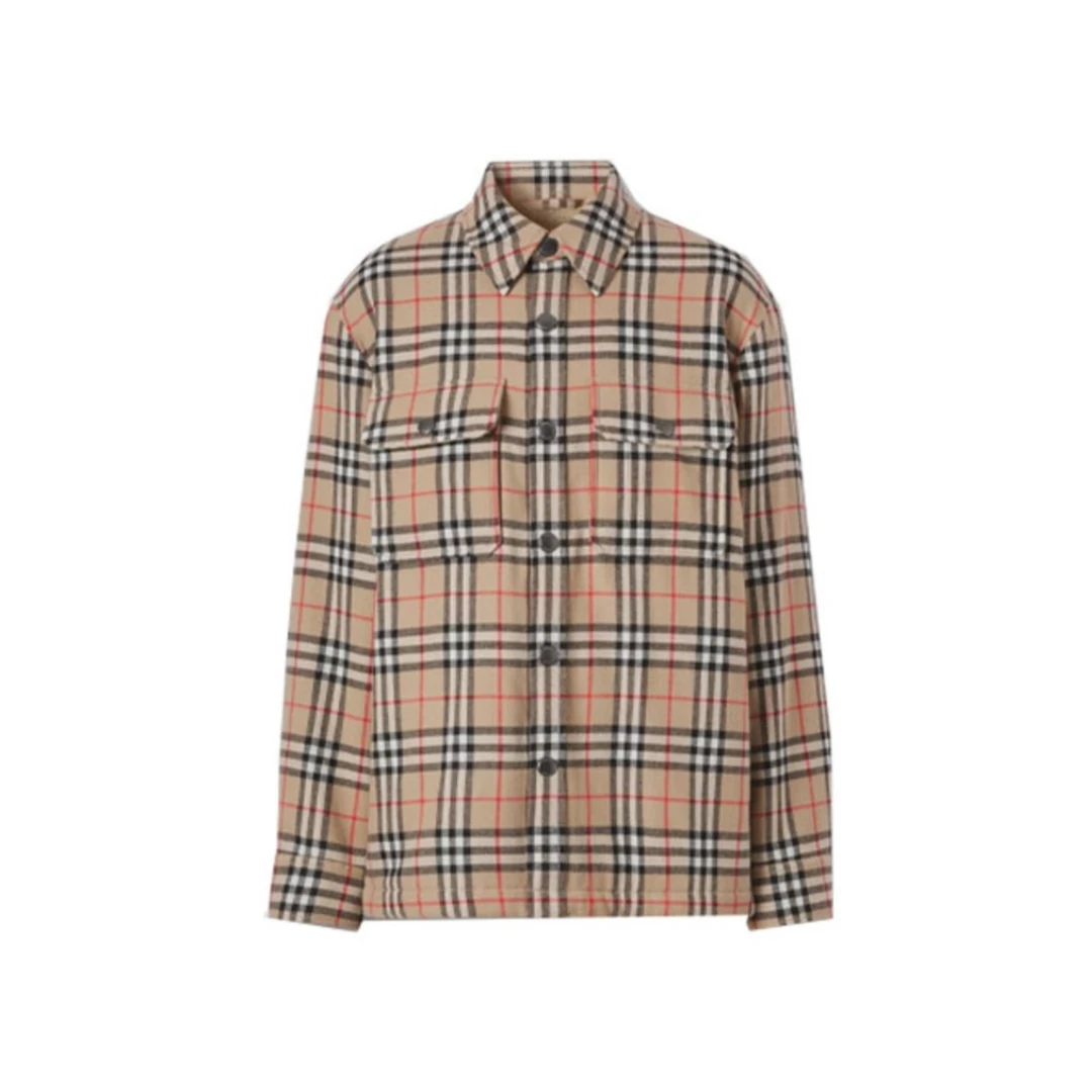 BURBERRY/博柏利格纹棉毛混纺衬衫式夹克外套