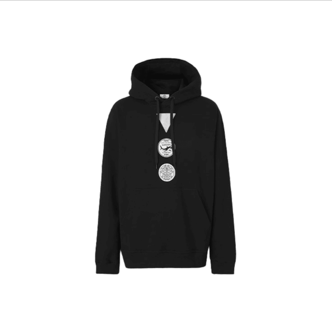 BURBERRY/博柏利徽标Logo字母印花连帽卫衣 黑色