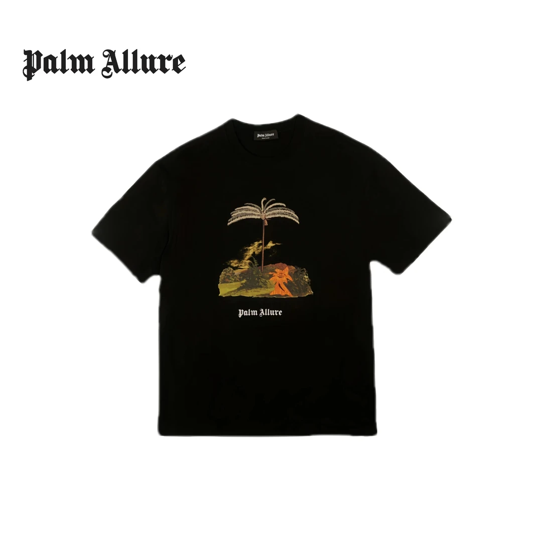 全新未使用   Palm Allure 落肩白色短袖棕榈印花休闲时尚时尚