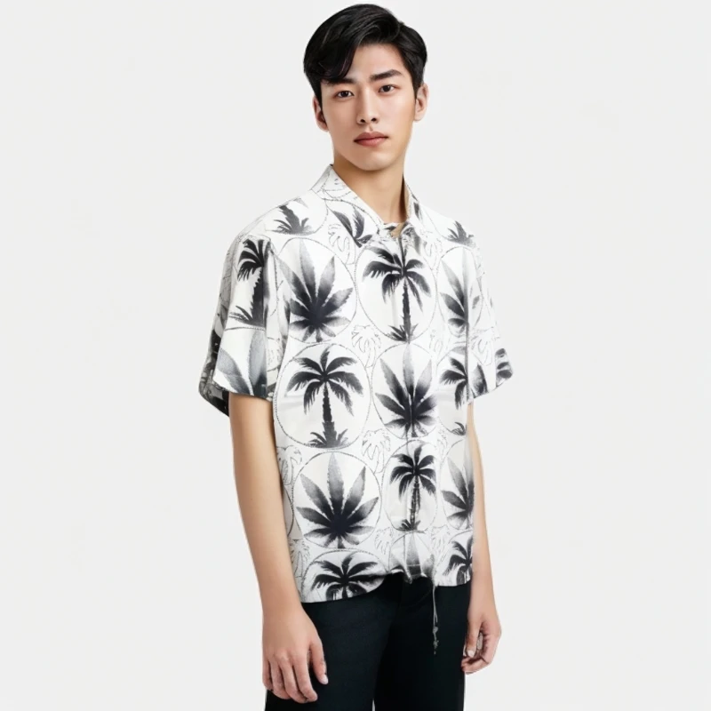 全新未使用   Palm Allure 满印棕榈树LOGO短袖外套宽松休闲