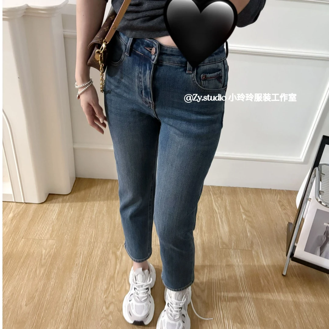 高品质经典百搭蓝色牛仔直筒裤（加绒）25363