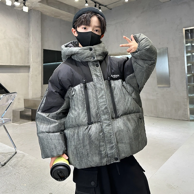 儿童装男童冬装韩版棉服2024新款中大童加厚棉袄冬季男孩棉衣外套