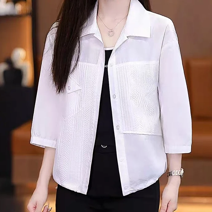 C006 时尚休闲针织拼接洋气休闲抽绳中袖显瘦百搭衬衫JR