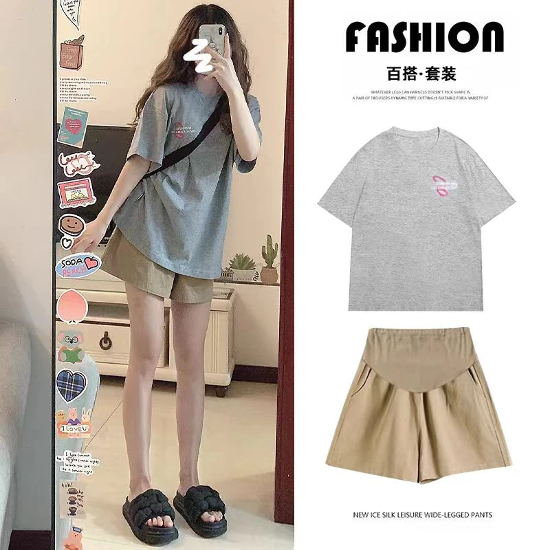 孕妇短裤夏季薄款裤宽松阔腿裤时尚小个子休闲百搭外穿西装托腹裤