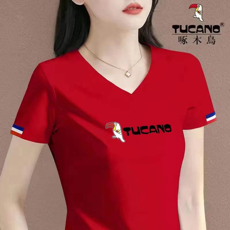 啄木鸟2023春夏季薄款正品女装纯棉简约上衣修身显瘦透气百搭短袖
