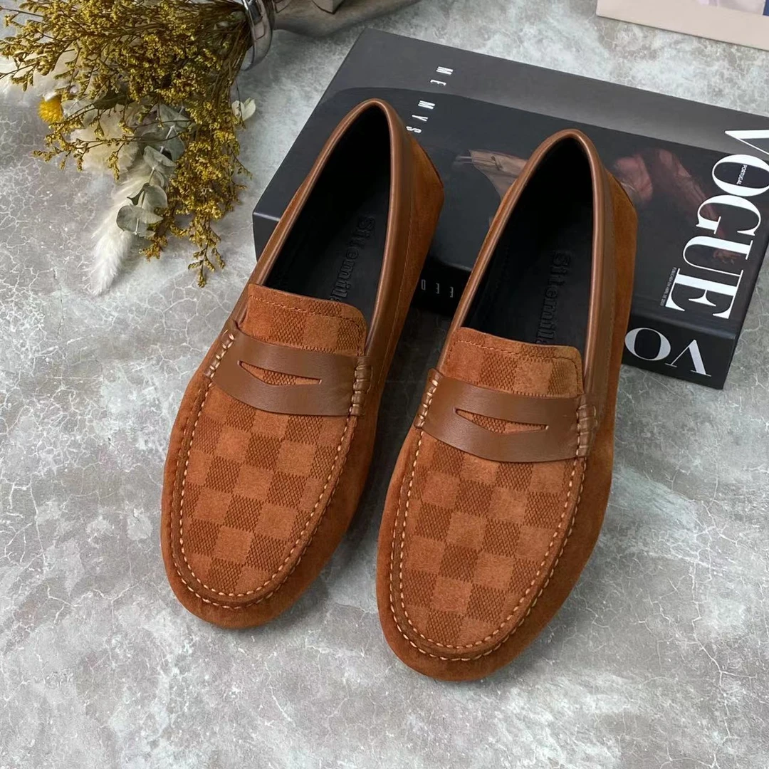 2024豆豆鞋男款时尚软底棕色经典低帮马衔扣休闲皮鞋百搭