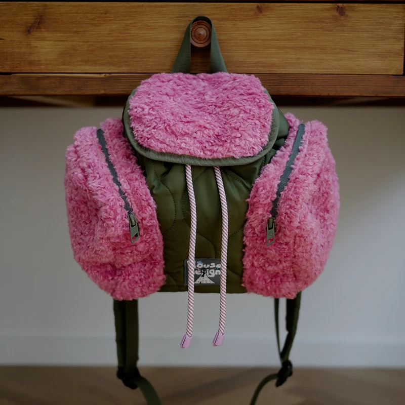 housedesign原创2024秋冬新毛绒迷你双肩包小众通勤时尚毛毛背包