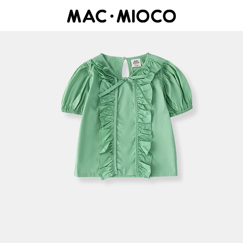【浮力】MACMIOCO | 夏装女童清新荷叶边褶皱法式气质上衣28273
