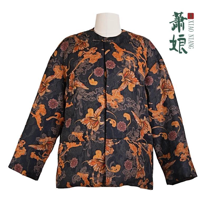 萧娘【花笺碎】新中式冬季羽绒服国风盘扣提花外套女士保暖上衣2131