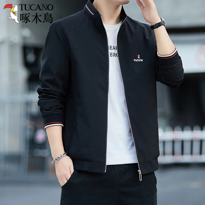 啄木鸟外套男士2024新款时尚潮流百搭上衣春秋季休闲立领夹克男装