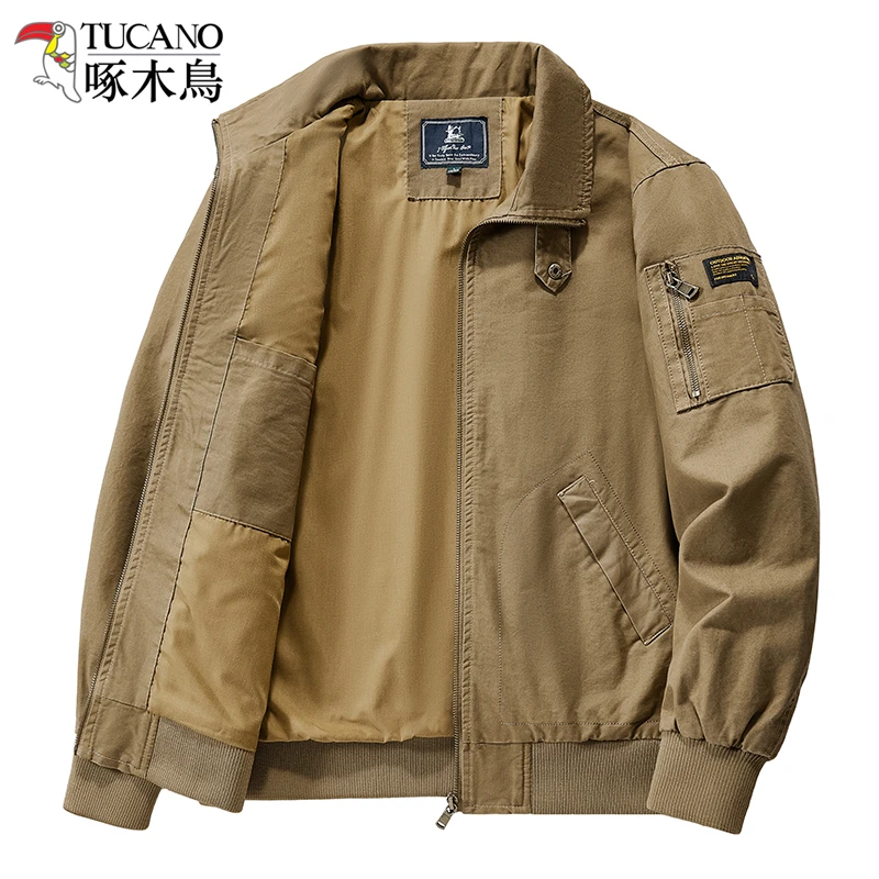啄木鳥正品夹克外套男士秋冬水洗纯棉加厚户外工装宽松大码男茄克