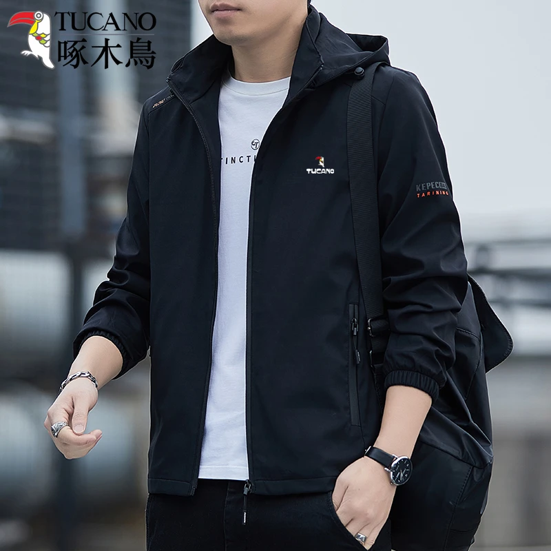 啄木鸟夹克外套男士春秋季新款薄款休闲时尚上衣男户外防风冲锋衣
