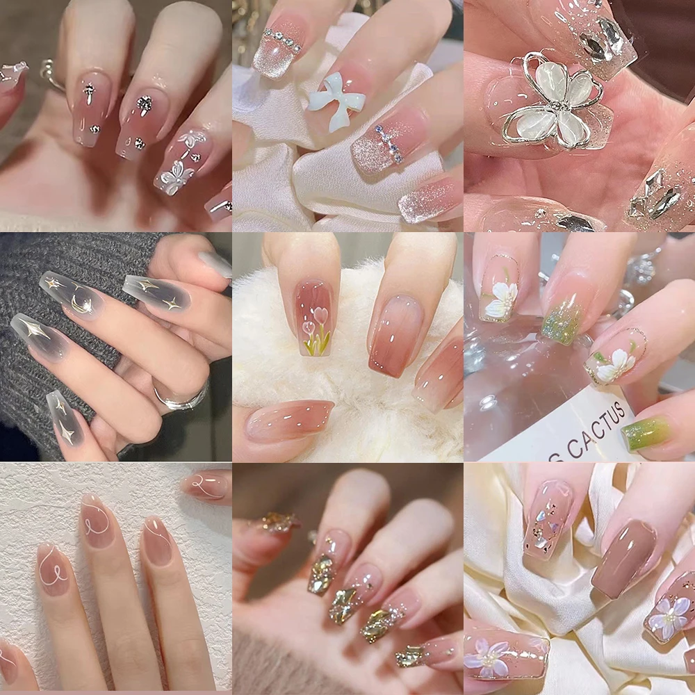 包邮！！！！精品穿戴甲ins显白裸色全尺码点钻猫眼学生蝴蝶款自选