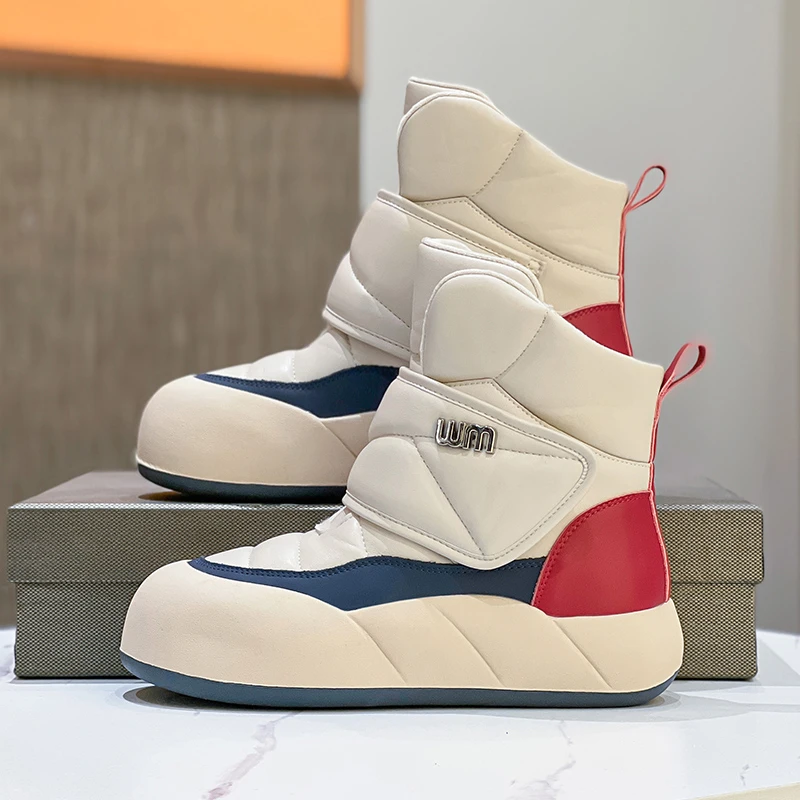 雪地靴女2025冬季新款加绒加厚棉鞋魔术贴高帮小白鞋厚底保暖短靴