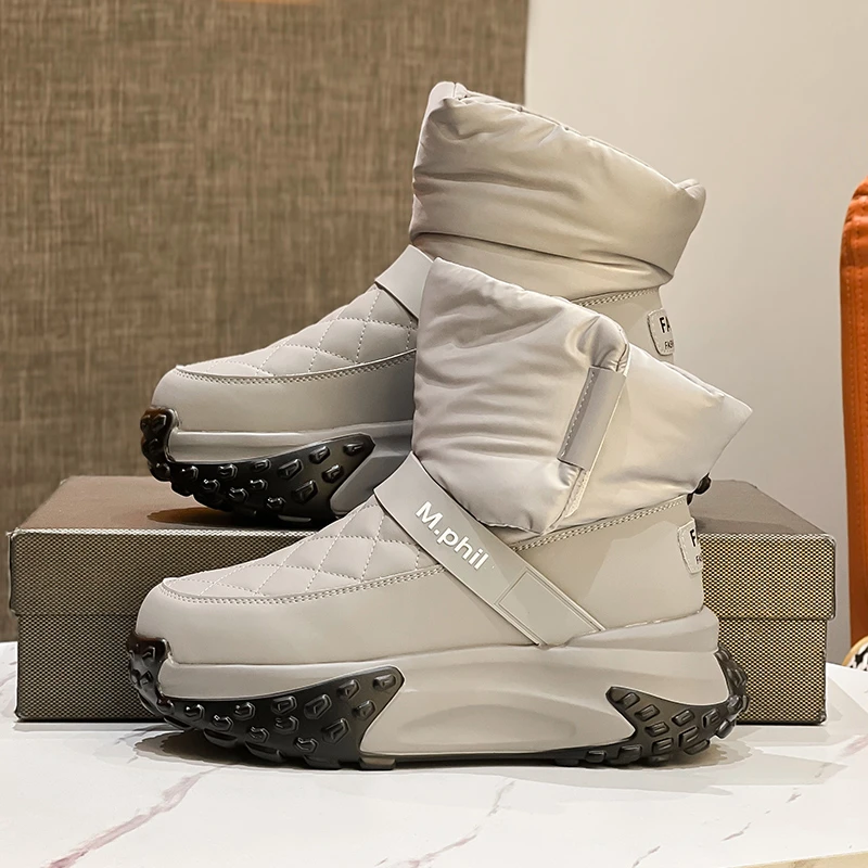 雪地靴女2025冬季防水加厚棉鞋厚底短靴羽绒保暖时尚休闲靴子女冬