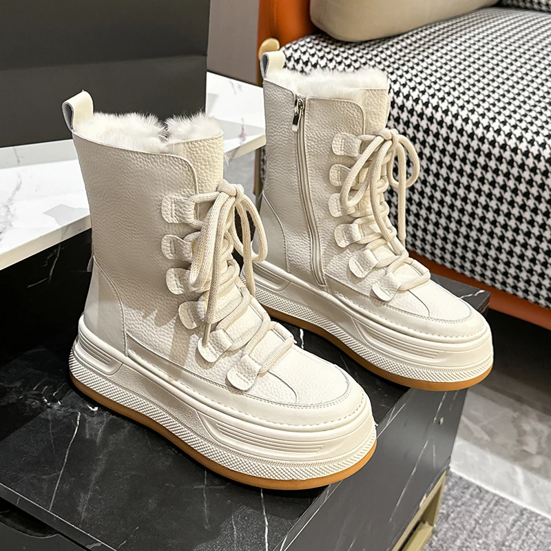 厚底雪地靴女2025冬季新款加绒加厚大棉鞋东北防滑短靴保暖马丁靴