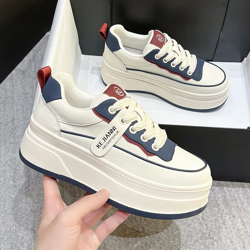 厚底小白鞋女2025秋季新款鞋子时尚百搭拼色单鞋松糕潮鞋韩版单鞋