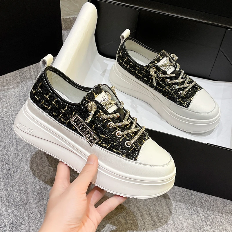 5cm厚底增高小白鞋女厚底松糕学生鞋子小香风气质百搭板鞋ins爆款