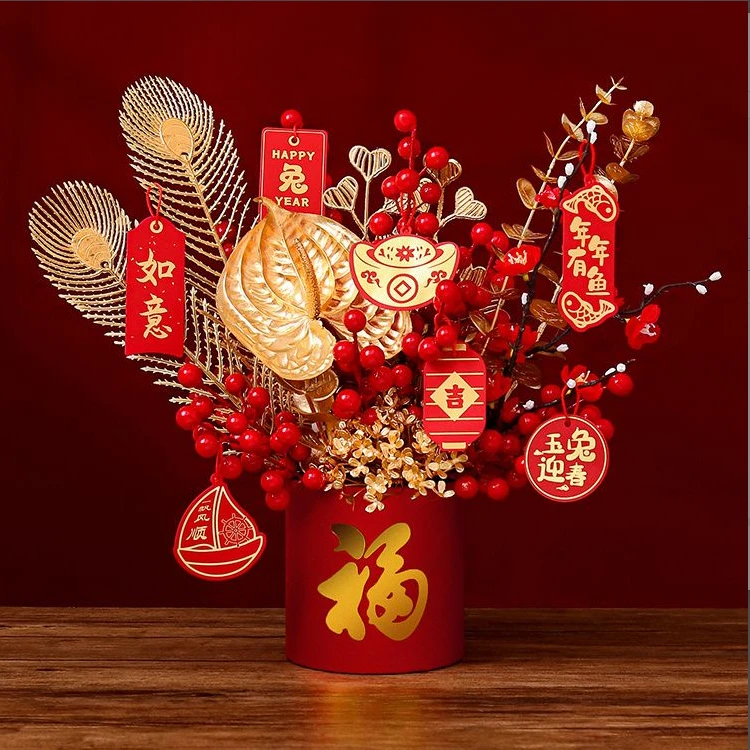 乔迁新居福桶开业大吉装饰品发财果客厅新年摆件搬家礼品花艺礼物