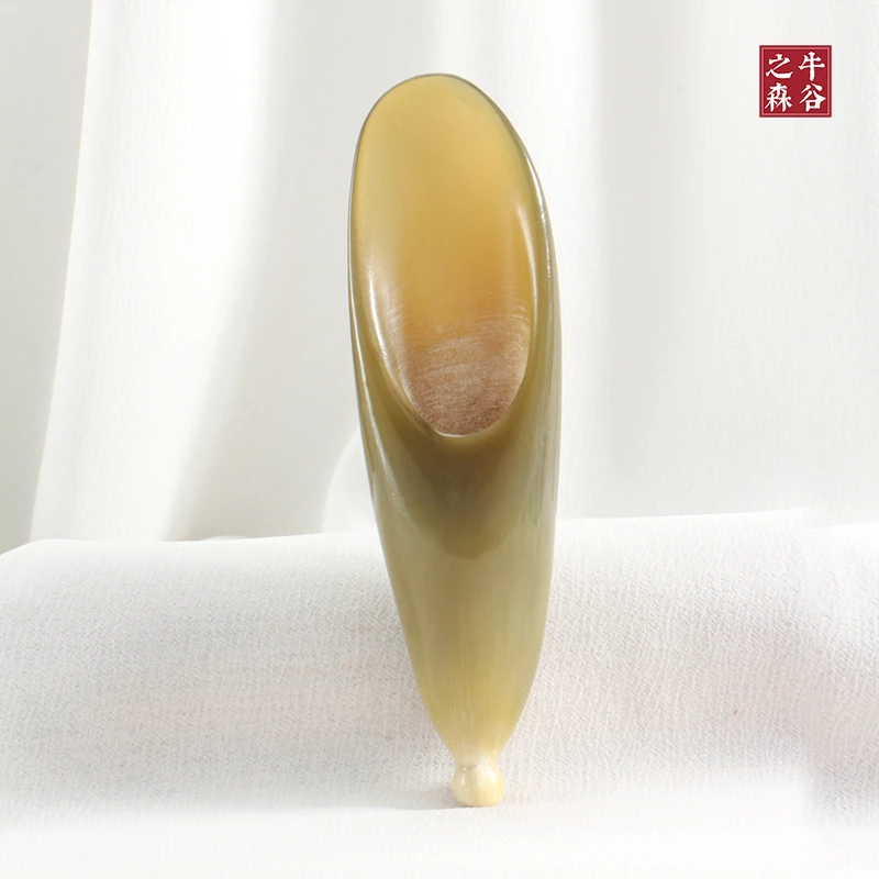 牛角脸刮板肩颈疏通按摩筒棒茶勺足底穴位棒空心牛角筒长12~13CM