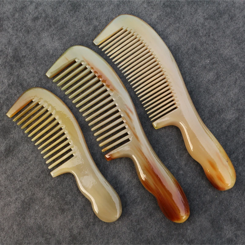 1把装 手工牛角梳子密齿粗宽齿个人护理清洁洗漱按摩梳长15~20CM