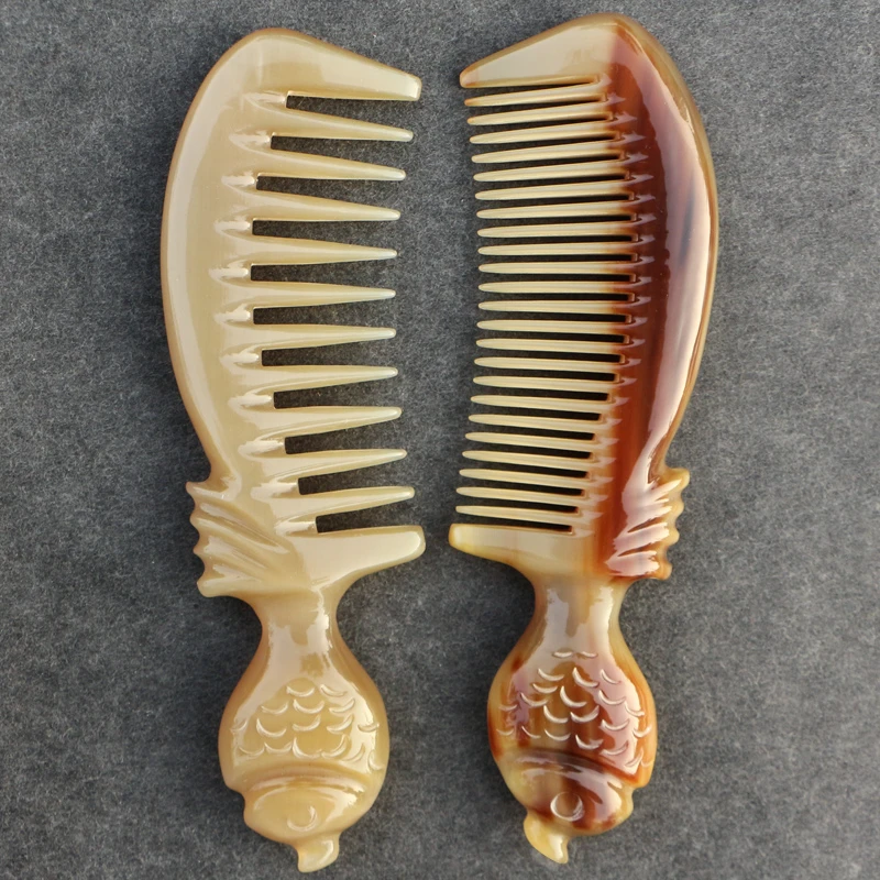 家用牛角梳子加厚密粗齿宽齿梳男女士护理清洁通用头梳头长16CM