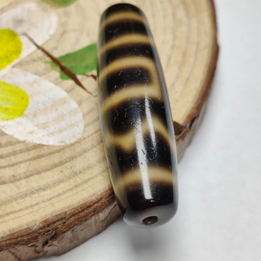 [藏传宝珠-稀缺高品]黑金息增怀诛41*11.6玛瑙文玩珠宝首饰藏式天