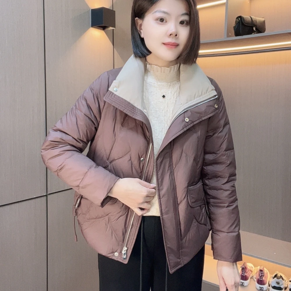 炫女人女装冬季显瘦时尚减龄外套立领轻薄白鸭绒保暖羽绒服0273