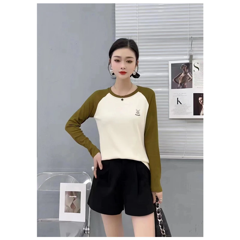 8303-春季女士打底衫时尚网红休闲套头百搭打底小个子打底上衣