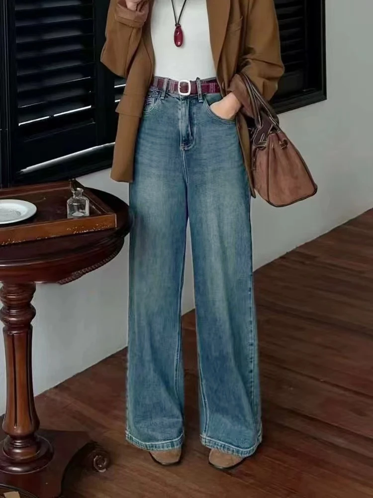 7609-2-欧版高定秋冬系列 创意拼接 软牛仔 直筒裤