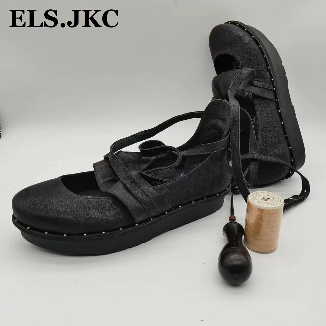 ELS.JKC品牌女款复古做旧女鞋