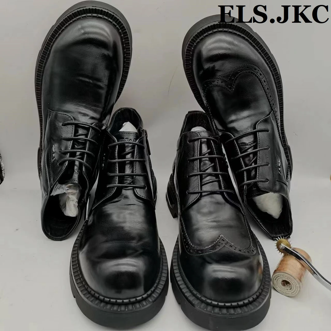 ELS·JKC品牌，男士俄款雷特顿手工绅士商务牛皮鞋